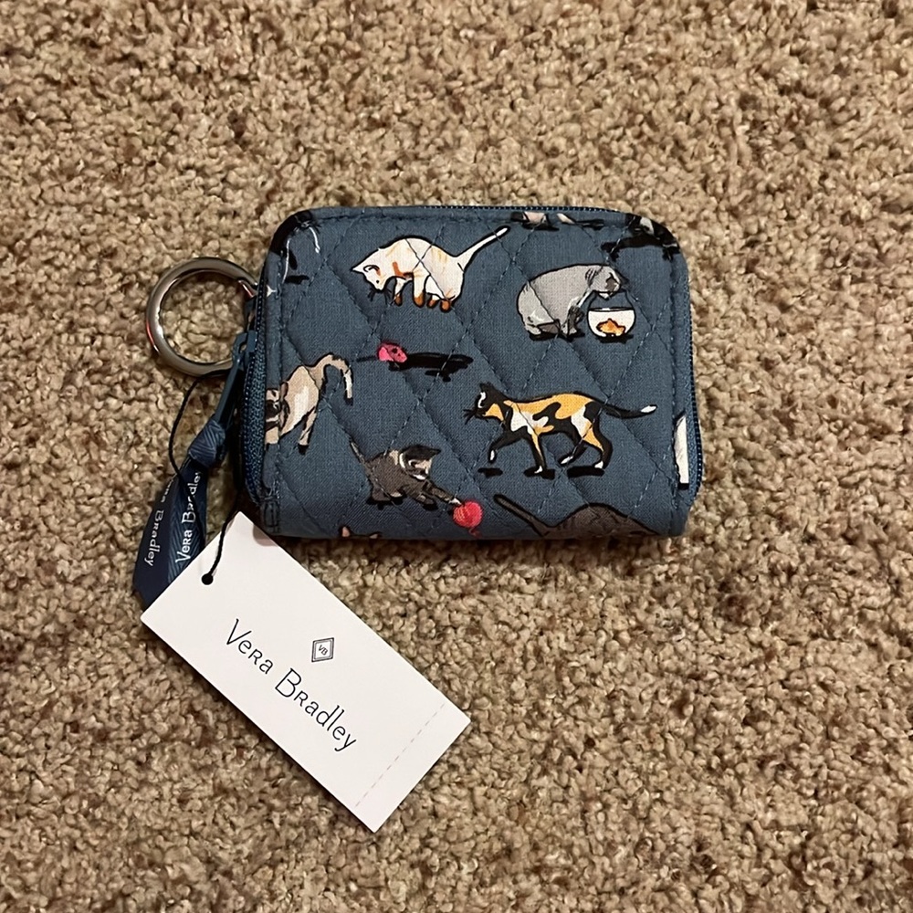 NWT Vera Bradley RIFD Petite Zip-Around Wallet Cat’s Meow